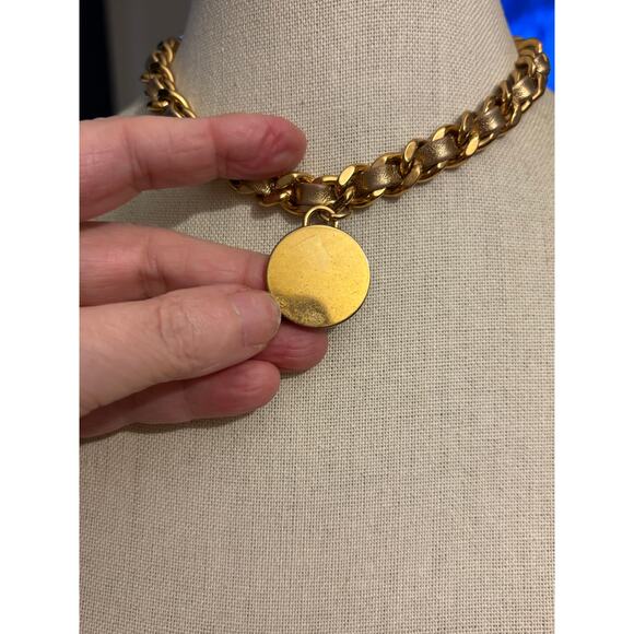 Tory Burch Logo Medallion Chunky Chain Necklace 14" - Picture 6 of 8